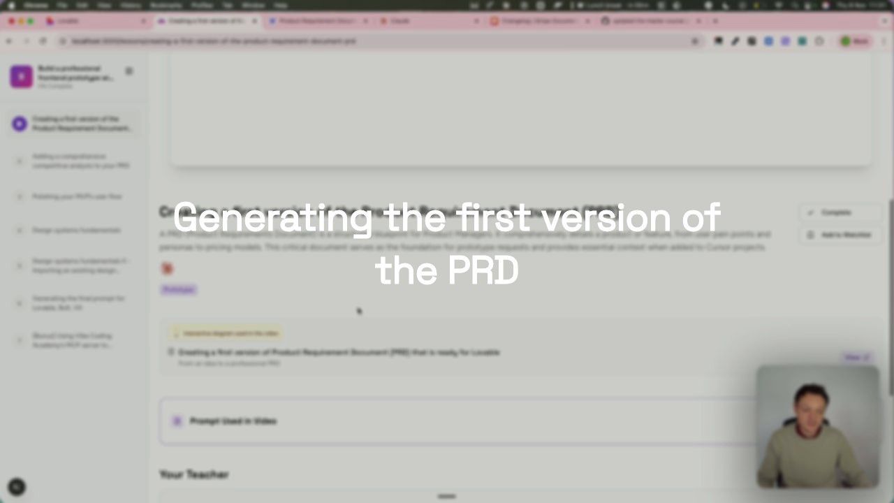 Generating the first version of the Product Requirement Document (PRD)